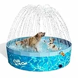 ALL FOR PAWS Hundepool mit Sprinkler, 2-in-1, klappbarer Hundepool für große Hunde, tragbarer, Rutschfester Haustierpool für den Garten im Sommer, 160 cm (L)