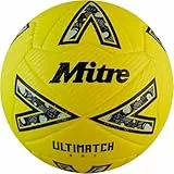 Mitre Ultimatch Fußball | verbesserte Ballkontrolle | äußerst strapazierfähig | noch mehr Präzision | Ball Fußball, Fluoreszierendes Gelb/Schwarz/Circular-Grau, 5