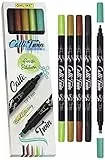 Online Calli.Twin Fresh, Double Line Pen, 5er Set Handlettering Pens, Stifte mit Doppel-Spitze, Kalligraphie-Set, Calligraphie-Spitze und gespaltene Spitze für Bullet Journal, Aquarell, Wasserfarben