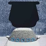 AuFiiy Frontscheibenabdeckung Auto Winter 158×125 cm, 420D Oxford, Autoscheibenabdeckung Windschutzscheibenabdeckung gegen Schnee, EIS, Frost, UV & Sonne – wasserdichte Abdeckplane für PKW & SUV