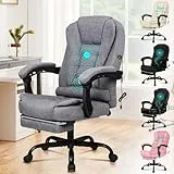 ALFORDSON Chair Bürostuhl, Computer-Schreibtischstuhl, Gaming-Drehstuhl für Computer-Arbeitstisch, ergonomisches Hochlehnerkissen, Lordosenstütze mit Rollen, Leinen, Gray
