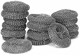 com-four® 16x Topfreiniger - Stahlwolle - Schwamm - Putzwolle - Scheuerschwamm (16 Stück Metall Reiniger)