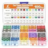 JOREST 100Pcs Kfz Sicherung Set, 56 Mini Flachsicherungen Auto + 44 Standard sicherungen kfz + 1 Sicherungszieher - für PKW/Wohnmobil/LKW/Motorrad (2 Ampere 3A 5A 7.5A 10A 15A 20A 25A 30A 35A 40A)