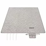 SONGMICS Picknickdecke, 200 x 200 cm, mit 4 Erdankern, groß, Campingdecke, für Park, Garten, Strand, wasserdicht, maschinenwaschbar, faltbar, Khaki mit tropischem Farn GCM010B02