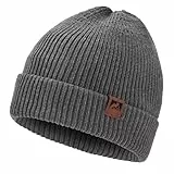 BARFULKER Beanie Mütze Damen Herren, Winter Beanie Mütze Warme Wintermütze Thermo Dehnbare Strickmützen Bequem Wollmütze Winddichte Laufmützen Geschenk Unisex, Grau