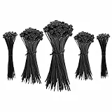 Amazon Basics Kabelbinder, verstellbar, zum Organisieren von Kabeln, 100/120/150/200/300 mm, insgesamt 500 Stück, schwarz