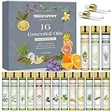 Migcaput Ätherische Öle Set 16X10ml, Naturrein Essential Oils, Aromatherapie Duftöle für Diffuser Luftbefeuchter Kerzen Seifen - Weihrauch, Teebaum, Zitronengras, Pfefferminze, Gewürznelke