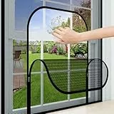 fowong Fliegengitter Fenster 100x120cm, 10x Reißfest Katzennetz mit Klebeband Ohne Bohren Insektenschutz Fenster Verdicktes Moskitonetz Mückennetz mit Reißverschluss Dachfenster,Schwarz