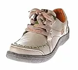 TMA Damen Leder Halb Schuhe Comfort Sneakers Weiß Used Look Eyes 1646 Schnürer Turnschuhe Gr. 36