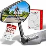 WITTKOP Fahrradspiegel | Großes HD Sichtfeld | 360° Dreh- & Einklappbar | Montage Ober- & Unterhalb | Bruchfest & Langlebig | Konvexer Rückspiegel für Fahrrad, E-Bike (SET Montage am Lenkrende)