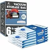 Vakuumbeutel für Kleidung Bettdecken 6 Stück, CaptainFive Vakuumierbeutel 2 Größen (3 * 100x80cm + 3 * 80x61cm) Vakuum Kleiderbeutel Aufbewahrungsbeutel Reise für Bettwäsche Kissen Kleidung