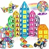 COOLJOY Magnetische Bausteine Magnetische Bauklötze Set, Magnet Baustein Pädagogische Geschenk für Kinder, Magnetbausteine Auto Spielzeug (117PCS)