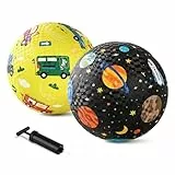 INPODAK 2Pack Spielplatz Bälle 21.5cm Spielball Gummi Ball Kinder ab 3 Jahre Rutschfestes Kickerball Set mit Pumpe Indoor Outdoor Garten Spielball Ostergeschenke zum Geburtstag für Jungen und Mädchen
