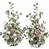 Ling's Moment Freistehendes Kunstblumenarrangement in Übergröße (2er-Set) für Kirchenlaube, Hochzeitszeremonie, Torbogen, Gang, Eingangsbereich, Blumendekor
