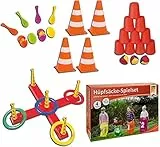 Idena 40416 Ballwurfspiel mit 10 Bechern und 3 Bällen, bunt (Bunt, Komplett-Set 5tlg.)