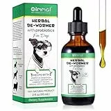 Wurmkur Hund Tropfen 60ml, Kräuterentwurmer mit Probitika, Verbesserung der Verdauung, Immunitätsschub, Anti-Parasiten, Breitband-Hakenwürmer, Sicher, Effektiv, Wurmkur für Hunde