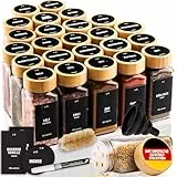 Deco Haus® Gewürzgläser eckig mit Holzdeckel 24er Set [+ Etiketten & Streueinsatz] - Gewürzdosen Set Glas - Gewürzbehälter Spice Jars - Aufbewahrung - Behälter für Gewürze - Gewürzaufbewahrung