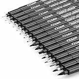 YISAN Fineliner Schwarze Zeichenstifte, Pigment Liner 16 Größen, Kunststifte, Manga-Stifte, Kalligraphie-Stifte, zum Skizzieren, technisches Zeichnen, 70351
