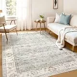 WITSHOCK Teppich Wohnzimmer 180x270 cm: Waschbarer Boho, rutschfest, Kurzflor, Vintage Schlafzimmer, Teppich Küche Flur Esszimmer für Kinder & Haustiere Geeignet, Hellblau
