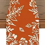 Tarklanda Orange Blätter Herbst Tischläufer Herbstlicher Läufer Herbstdeko Herbstlaub Tischdeko für Drinnen Draußen Herbstfeste Wohnkultur Geburtstag Erntedankfest Thanksgiving Party 40 x 140cm