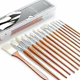 ARTIFY 15-teiliges professionelles Ölpinsel-Set mit natürlichen Borsten, Langer und Schwerer Stiel, perfekt für Öl- und Acrylmalerei aus 100% Reine Schweineborsten, Natur