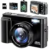 IXNAIQY Digitalkamera 4K 48MP Kamera Fotokamera mit 32GB Karte, Kompaktkamera Autofokus 3' 180° Flip Screen Fotoapparat für Reisen mit 2 Batterien, Digital Kamera 16X Digitalzoom mit Blitz