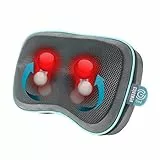 HoMedics Gel Shiatsu Wärme-Reisekissen, Massagekissen für Beine, Lendenwirbelsäule, Schultern und Nacken, wiederaufladbar, Reisegröße mit integrierten Bedienelementen, inklusive Reisetasche, grau