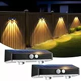 kolpop Solarlampen für Außen Wand mit Bewegungsmelder, 3 Modi, Solar Wandleuchten, IP65 Wasserdicht, 3000K LED Solarleuchten für Garten Zaun beleuchtung solar Balkon Terrassen Veranda, 2 Stück