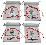MYSTIC JEWELS by Daarmlia – Armband Kabbalah – Kordel, 7 Knoten aus rotem Draht – Unisex – verstellbar – Schutz vor bösen Augen, Glück – Good Luck (4 Stück (EvilEye))