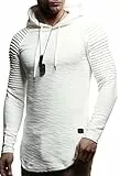 Leif Nelson Herren Kapuzenpullover Slim Fit Hoodie Sweatshirt mit Baumwollanteil – Langarm Pullover LN8128 Ecru XX-Large