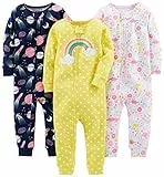 Simple Joys by Carter's Schlafanzug, für Babys und Kleinkinder, Mädchen, ohne Fuß, Baumwolle, 3er-Pack ,Dinosaur, Space, Rainbow ,US 5T (EU 110–116)
