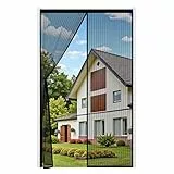 Auxmir Fliegengitter Balkontür Magnet 90x210cm, VERDICKTER Fliegengitter Tür mit Stärkere Magneten 4cm Verbreites Klebstreifen, Insektenschutz Balkontür ohne Bohren für Terrassen Wohnzimmer, Schwarz