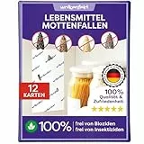 Wolkenfeld Lebensmittelmotten Falle 12x – Mottenfalle Lebensmittel mit Pheromonen für Küche & Vorratsschrank – 100% natürlich, geruchlos, ohne Spray – Made in Germany – 12 Klebefallen