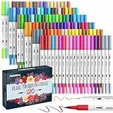 Halobios 120 Dual Brush Pen Set, Professionelles Filzstifte set für Kinder und Erwachsene, Malbücher, Skizzieren, Zeichnen, Kalligrafie, Grußkarten - Geschenkset