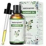 Migcaput 100ml Jasminöl, Naturrein Jasmin Ätherisches Öl für Diffuser, Aromatherapie, Parfüm, Kerzenherstellung, Haut und Haarpflege