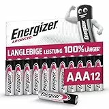 Energizer Advanced - AAA Batterien (12 Stück) - 1,5V Alkali-Batterien - Leistungsstark und Langlebig - Made in EU - 100% plastikfreie Verpackung - 10 Jahre lagerfähig [Exklusiv bei Amazon]