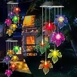 iShabao Ahornblatt Solar Windspiel Garten, 6 LED Solar Windspiel für Draußen, Wasserfest, Muttertagsgeschenke, Geschenke für Mutter/Frauen/Tochter/Freundin, Dekorationen für Baum, Balkon, Hof
