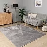 Paco Home Teppich Wohnzimmer Schlafzimmer Kurzflor Waschbar Einfarbiges Muster Flauschig Weich rutschfest Moderne Deko, Grösse:160x220 cm, Farbe:Grau