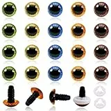 TOAOB 20 Stück Sicherheitsaugen für Häkeltiere Puppenaugen Glitzer 13 mm Kunststoff Basteln Augen 5 Farben Knopfaugen mit Unterlegscheiben Puppe Marionette Plüschtier