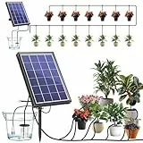 Biling Solar Bewässerungssystem Garten Automatische Bewässerung 15-20 Topfpflanzen mit 3.5W Panel 15 m Schlauch für Balkon Garten Gewächshaus Urlaubsbewässerung Bewässerungsanlage Pflanzenbewässerung
