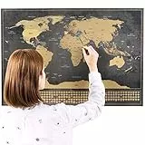 Rubbel Weltkarte (Deutsch) +A4 Rubbelkarte von Deutschland (Schwarz 84 x 58 cm)