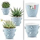 uandu 3er Blumentopf Set, 3 Größen, BPA frei Kunststoff Blumenständer fürs Zuhause, Plant Pot, übertopf, Flower Pot, Pflanzkübel, Pflanztöpfe, Blumentöpfe, Blumentopf Gross, Pflanzentopf Groß