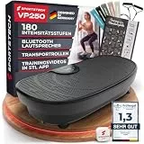 Sportstech Vibrationsplatte VP250 | Deutsche Qualitätsmarke | Curved Slim Design | Fettverbrennung & Muskelaufbau | leiser Motor mit 180 Stufen | 7+1 Trainingsprogramme inkl. Yoga | mit Bluetooth