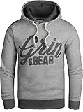 Grin&Bear Slim fit Signatur Logo Jacke Kapuze Hoodie Sweatshirt Kapuzenpullover, grau meliert, M, GEC469
