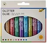 folia 574 - Glitter Glue, Klebestifte mit Glitzer, 10 Stifte sortiert in 10 Farben, je 9,5 ml - zum Bemalen und Verzieren