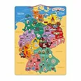 Janod Deutschlandkarte, magnetisch, Puzzle für Kinder aus Holz, 79 magnetische Teile, Entdecken und Merken, Geographie-Lernspiel, ab 7 Jahren, J05477, Brown
