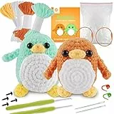 Genround Häkelpaket für Anfänger, Häkelset mit Schritt-für-Schritt-Video-Tutorials, Häkelset Anfänger Tiere Kinder Erwachsene(Pinguin)
