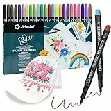 Artecho 24 Textilstifte Waschmaschinenfest Pigment für Textilien, ungiftig und waschmaschinenfest, kann auf Textilien wie T-Shirts und Taschen verwendet werden