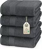 Utopia Towels - 4er-Pack mittelgroße Badetücher aus 100% Baumwolle mit Aufhängeschlaufen, 60x120 cm Duschtuch, weiche und saugfähige Handtücher (Grau)
