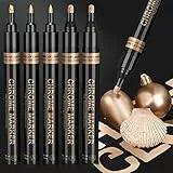 KERIFI Kupfer Metallische Stifte, Kunst Flüssige Kupfer Chrom Marker, Kupferstifte Kupferstifte Permanent, Ausbesserungs-Reparatur Lackstift für Modell Stein Metall Glas Kunststoff (5er Pack, 1-3mm)